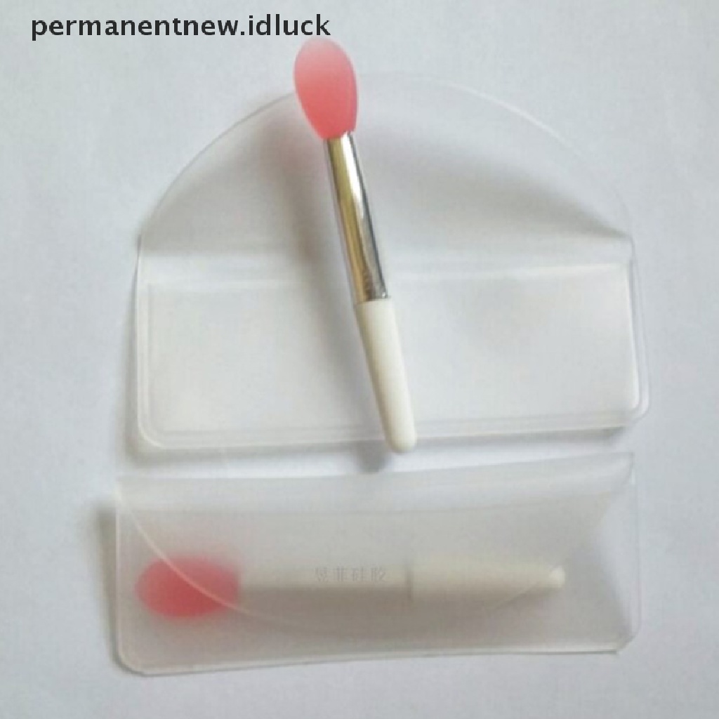 Luckypermanent Brush Silikon Mini Kepala Ganda Warna Pink Untuk Masker Bibir