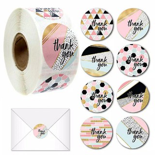 500 pcs 1 Roll Stiker  Label segel tulisan  Thank  you  2 