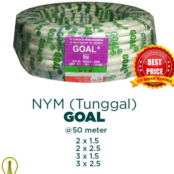 Kabel Listrik Tunggal NYM 3x2,5 3x2.5 50M GOAL| GOAL Kabel NYM | STANDAR NASIONAL