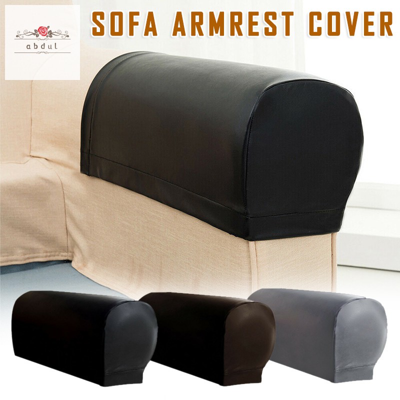 2 Pcs Pu Leather Sofa Armrest Covers Protectors Stretch Waterproof For Couch Chair Arm Shopee Indonesia