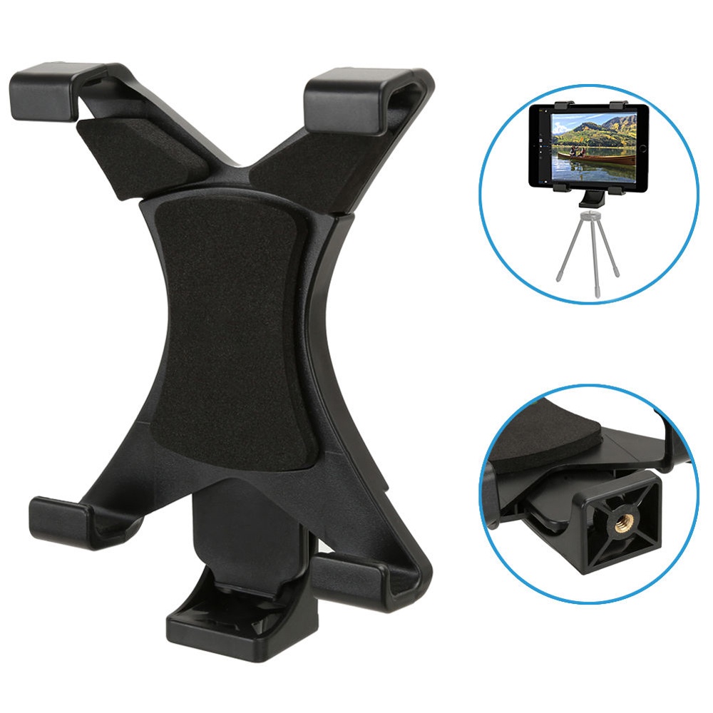 Tablet Holder Mount 1/4 Screw Bracket Tripod - Hitam