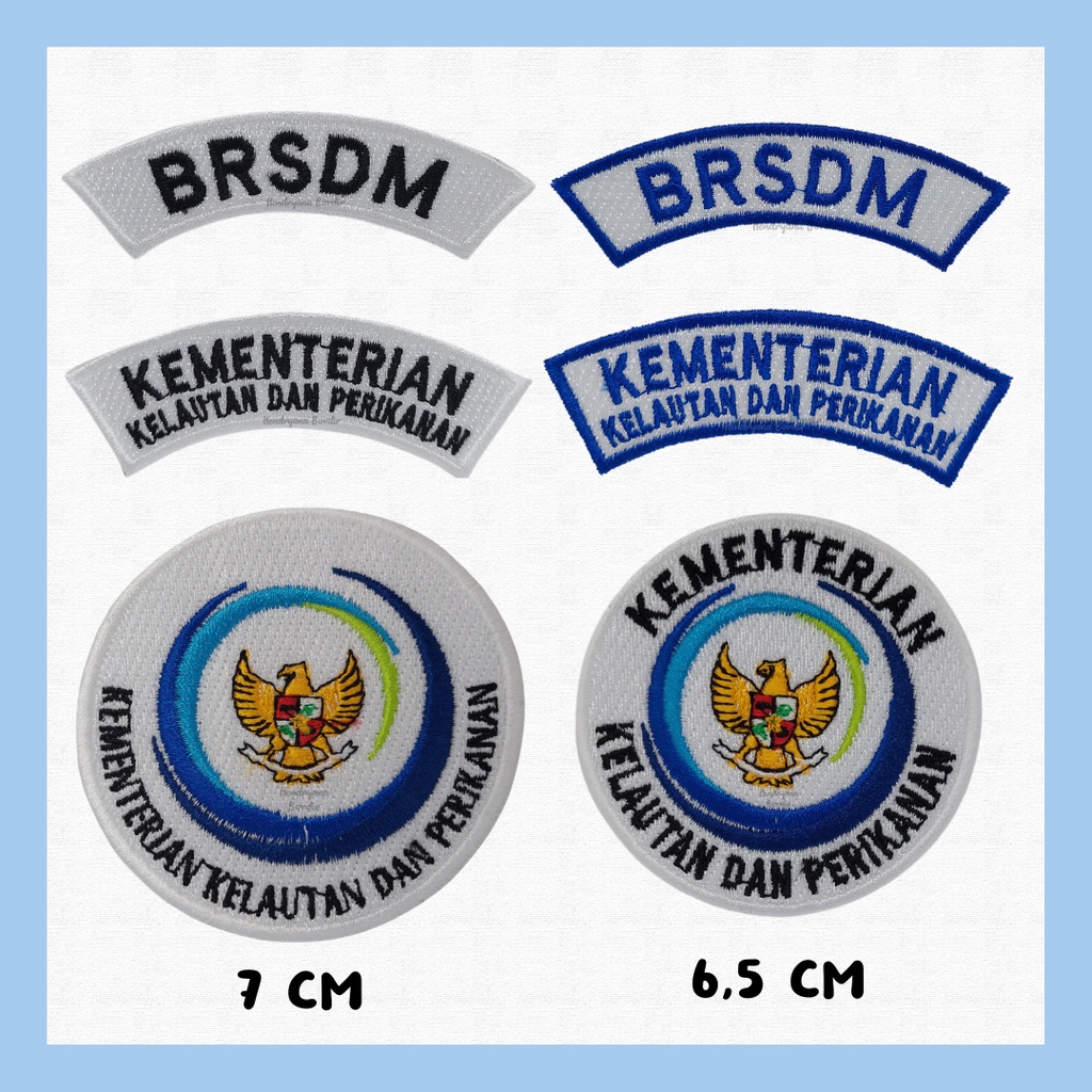 Bordir Logo KKP / Lokasi Kementerian Kelautan dan Perikanan / BRSDM — Patch Badge Bet Emblem