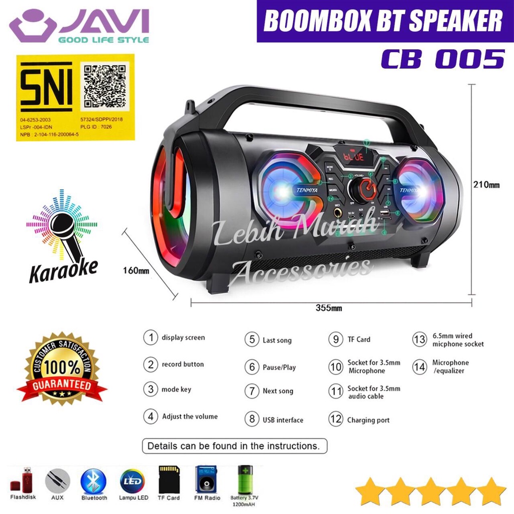 Speaker Bluetooh JAVI CB005 BOOMBOX + Mic/Remote Speaker Karaoke Speaker Aktif Speaker Gede Speaker Superbass Speaker aktip