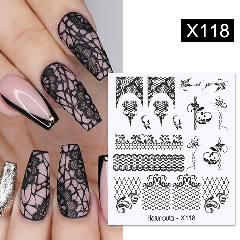 1 Lembar Stiker Kuku Motif Bunga / Daun / Hati / Tulisan Warna-Warni Untuk Manicure / Nail Art