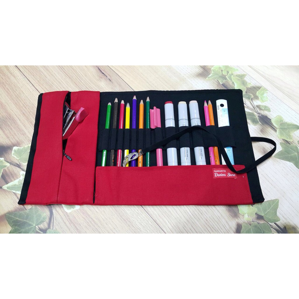 

Tempat pouch Case Organizer Pensil Pencil Pen Pensil Warna Spidol Drawing Pen Kuas Alat Rajut