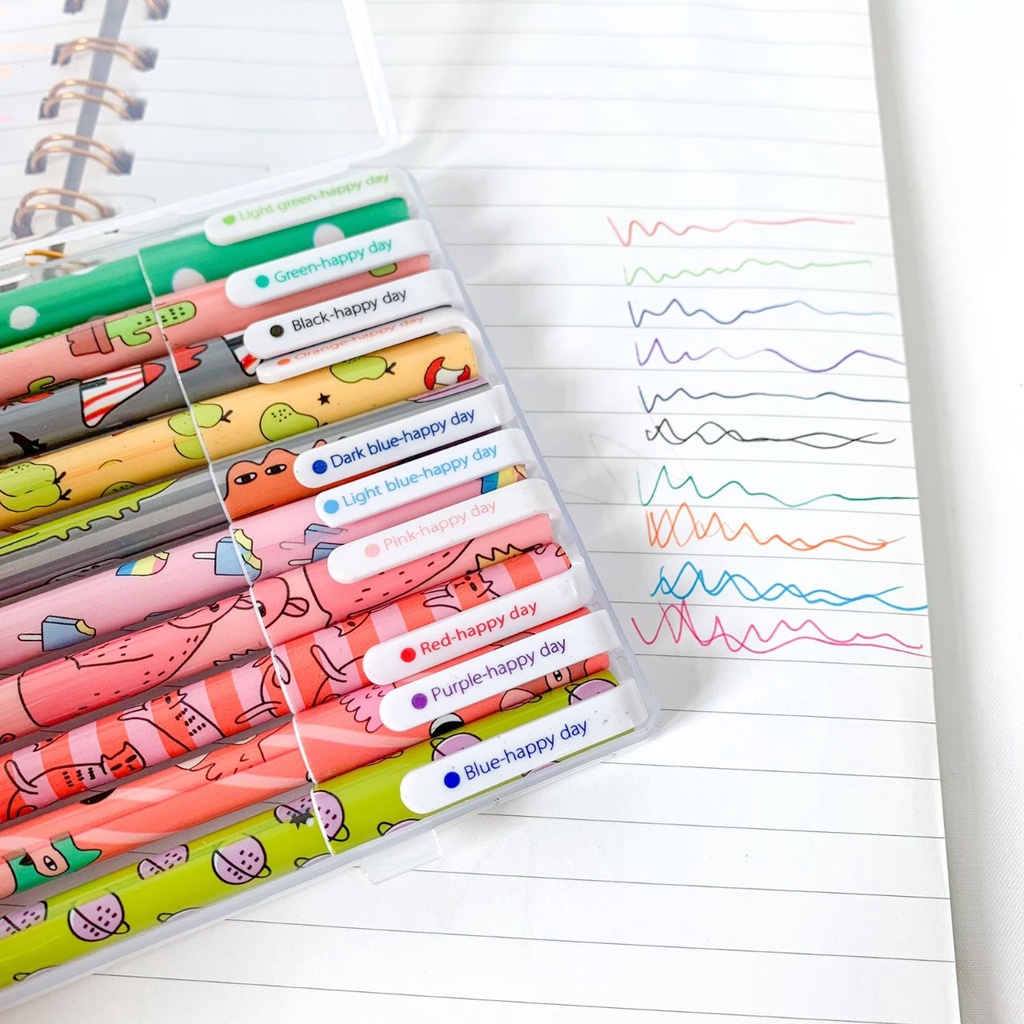 

PULPEN MARBLE 1 SET ISI 10 PCS PULPEN GEL TINTA WARNA WARNI LUCU FANCY ATK