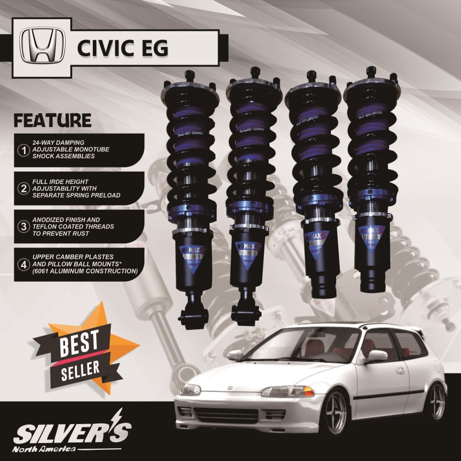 COILOVER SILVERS NEOMAX CIVIC GENIO ESTILO SHOCKBREAKER ADJUSTABLE
