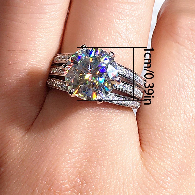 Fancyqube Cincin Wanita Hias Cubic Zirconia Untuk Pertunangan / Lamaran / Hadiah Anniversary