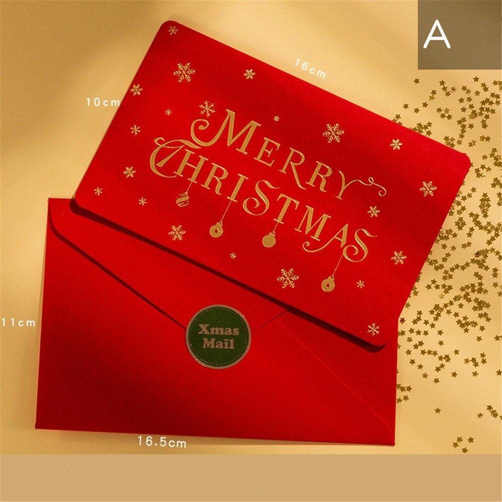 Top Kartu Ucapan Natal New Year Wedding Best Wishes Card with Amplop Stiker Kartu Pesan Bronzing