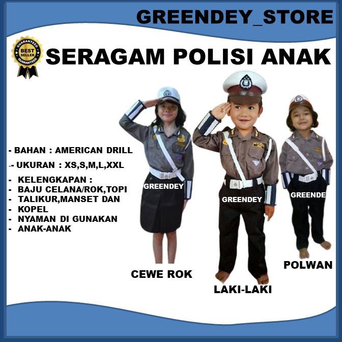 baju seragam polisi anak/seragam polisi laki-laki/seragam pocil anak - POLWAN, XS