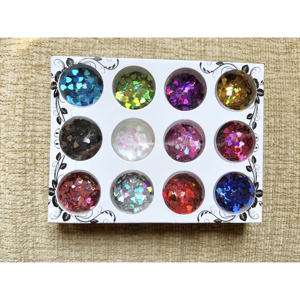 Hiasan glitter slime nailart love shape hati swarovski nailart pearl Produk Good Quality