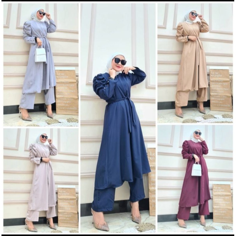 one set tunik polos premium setcel busui premium