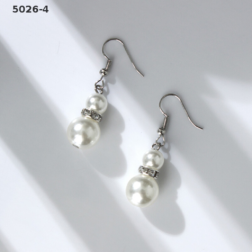 5026-4 Women Crystal Pearl Necklaces Bangles Earrings Wedding Charm Jewelry Set Gift 5026-4