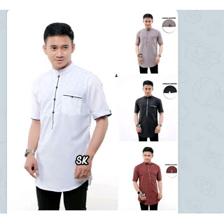 Baju Koko Kurta Lengan Pendek - Abu-abu, M