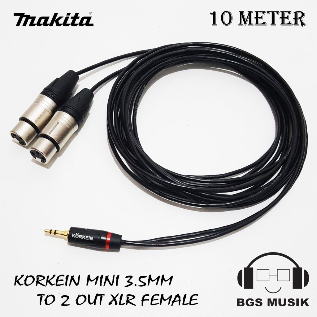 Kabel Jack Mini 3.5mm To 2 Jack XLR Female 10m - Kabel Jack Mini 3.5mm To 2 Jack Canon Female