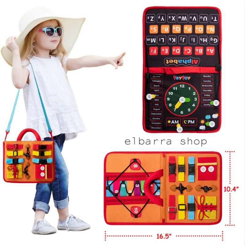 Mainan Edukasi Anak Papan Belajar Activity Basic Skill Montessori Preschool Toys Busy Board Practical Early Educational Sensory with Buckles Kado Ulang Tahun Quiet Busy Book