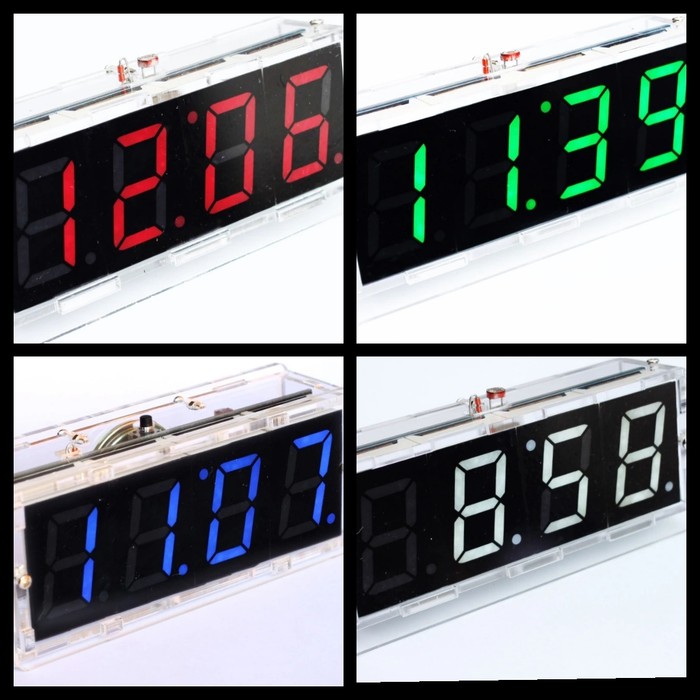 Jam Digital Clock 1inch Seven Segment + Thermometer Alarm Case Acrylic