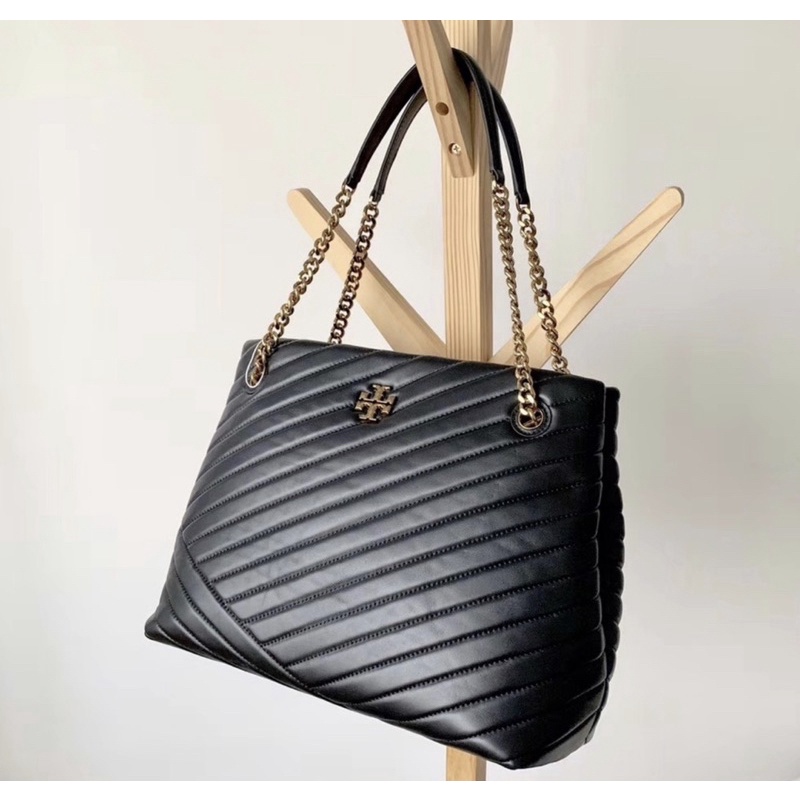 Tory Burch Kira Chevron Tote New Authentic Black