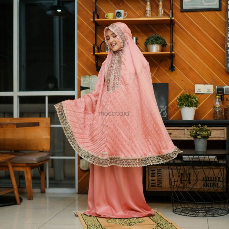 mukena 2 in 1 dewasa mewah premium edition  salem peach salmon bisa cod gosend bandungfree tas cantik jumbo