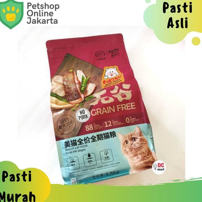 

Makanan Kucing Dewasa Kitchen Flavor Beauty Grain Free 1,5 Kg Cat Food