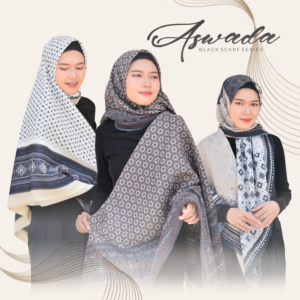 Hijab Jumbo | Kerudung Segi Empat Motif | Jilbab Syar'i Aswada Series