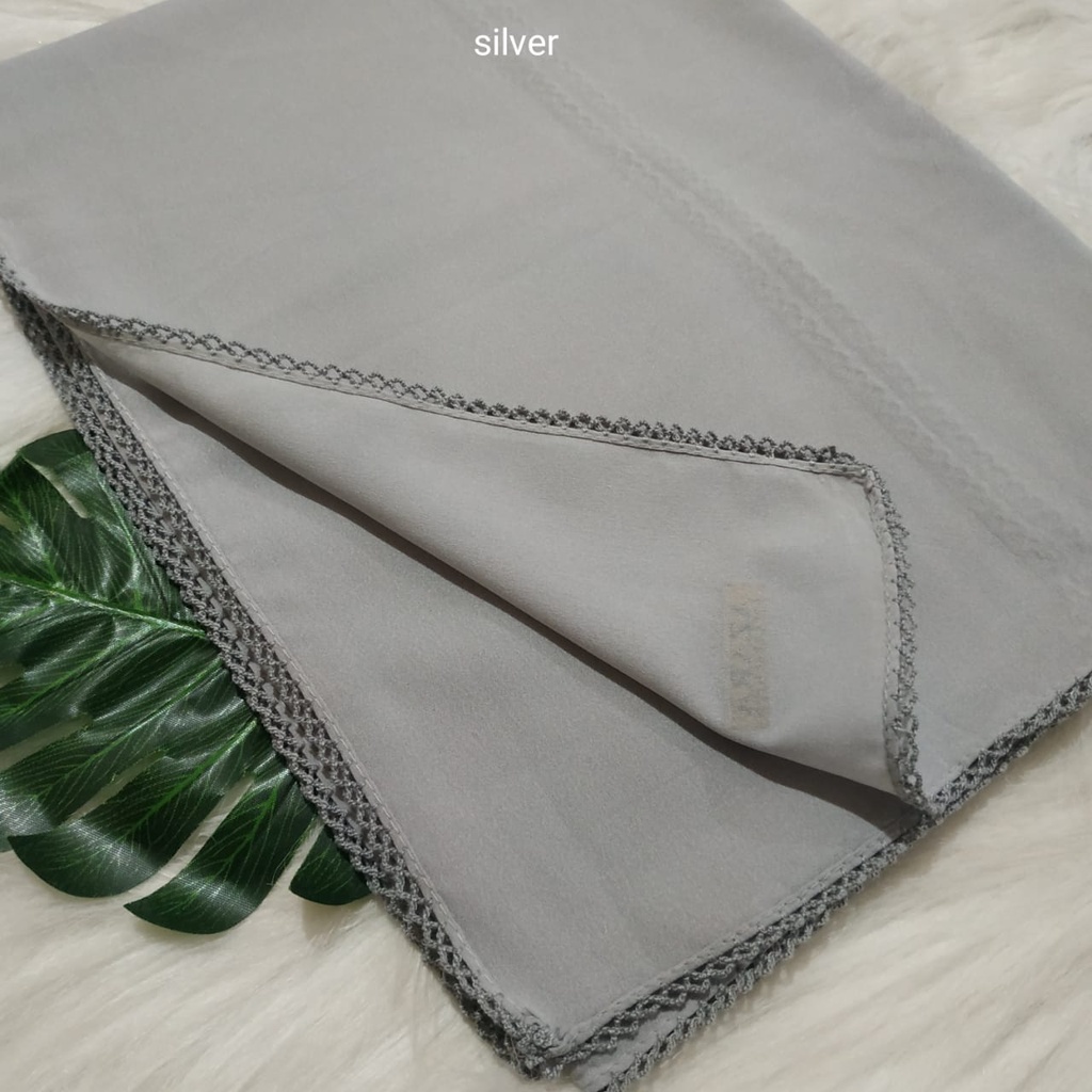 Termurah Pashmina Diamond Lace Picot  / Pasmina Crochet / Pasmina Lace Azara-Silver