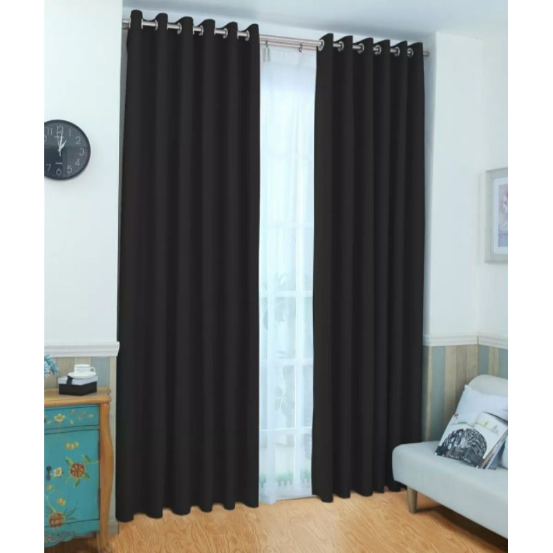 Gorden Jendela Minimalis Gorden Blackout Hitam Polos Serat Gorden Pintu