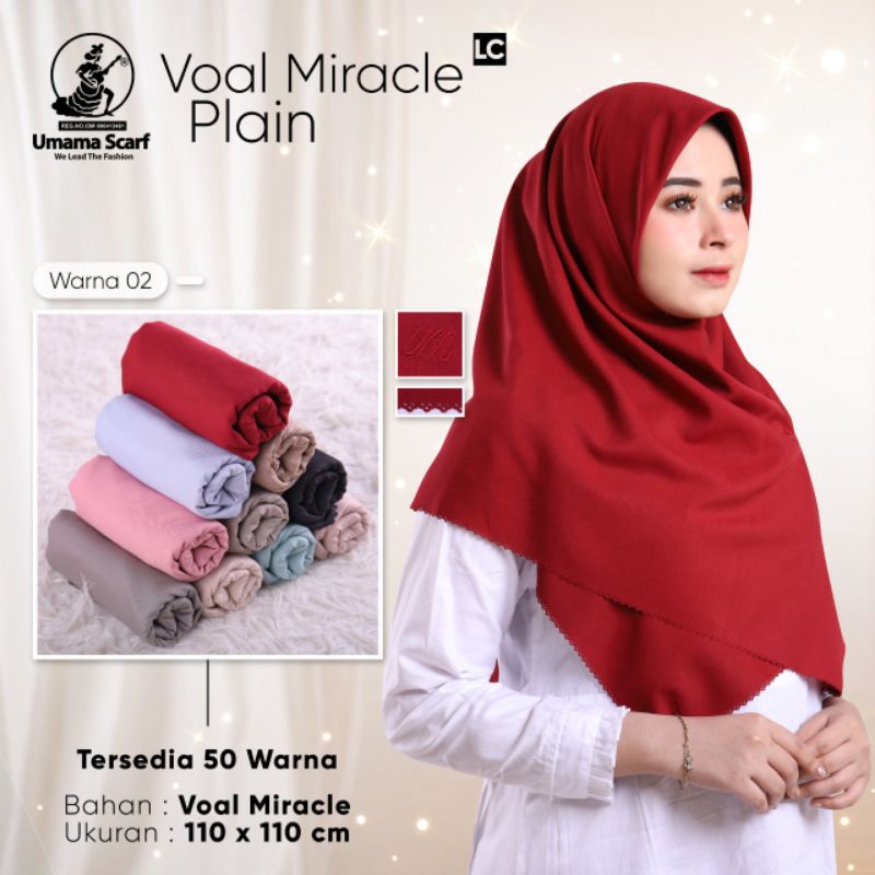 Jilbab umama voal miracle plain masker LC bordir UM lasercut grosir promo random ecer-non masker Random