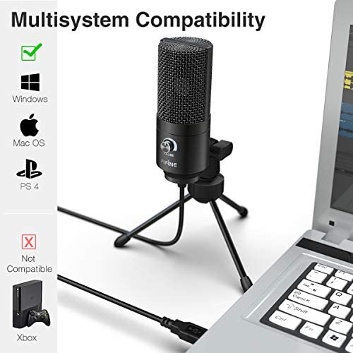 Fifine K669B USB Microphone Condenser Mic with Volume Control