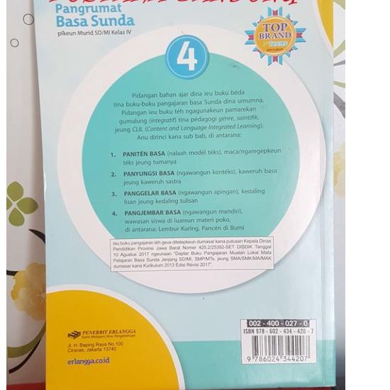 [KODE W7LHL] BUKU BAHASA SUNDA/PANGRUMAT BASA UNTUK SD/MI KELAS 4 KURIKULUM 2013 ERLANGGA