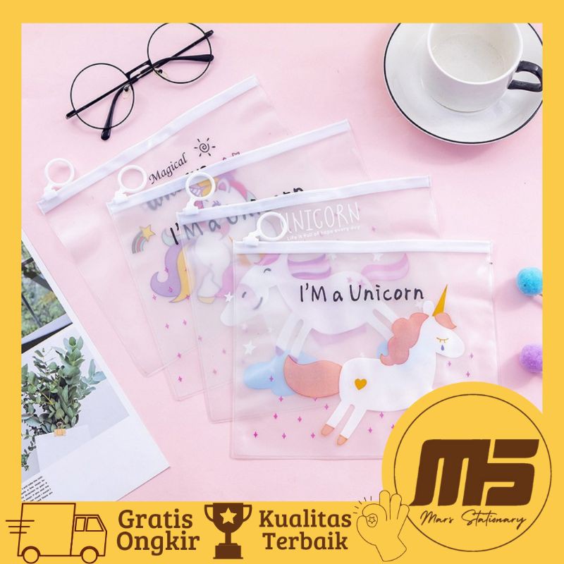 

Zipper Bag Unicorn | Tempat Pensil Transparant | Pencil Case | Mars Stationary