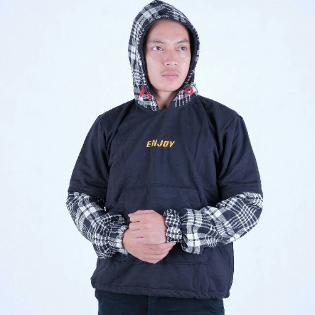 Jaket hoodie flanel