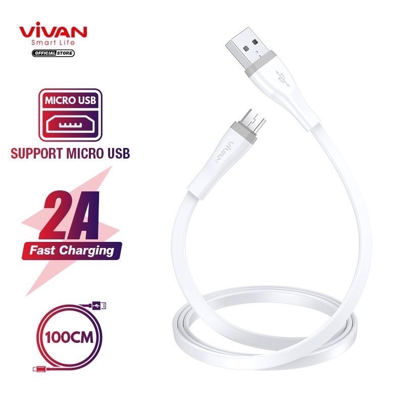 Kabel Data VIVAN SM100s Micro USB FAST CHARGING 2A Original