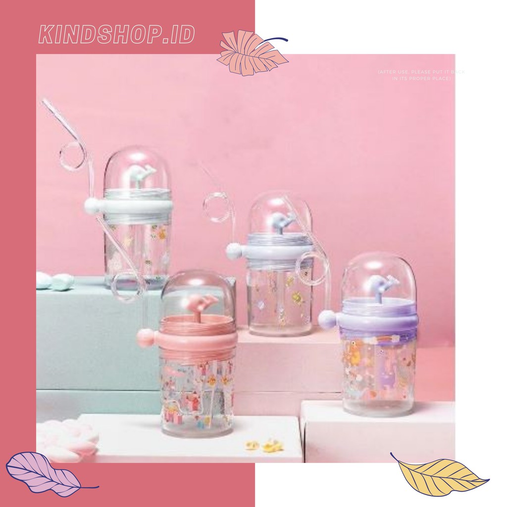 KINDSTORE❤ | BOTOL MINUM ANAK KARAKTER IKAN PAUS DENGAN AIR MANCUR - BOTOL MINUM LUCU