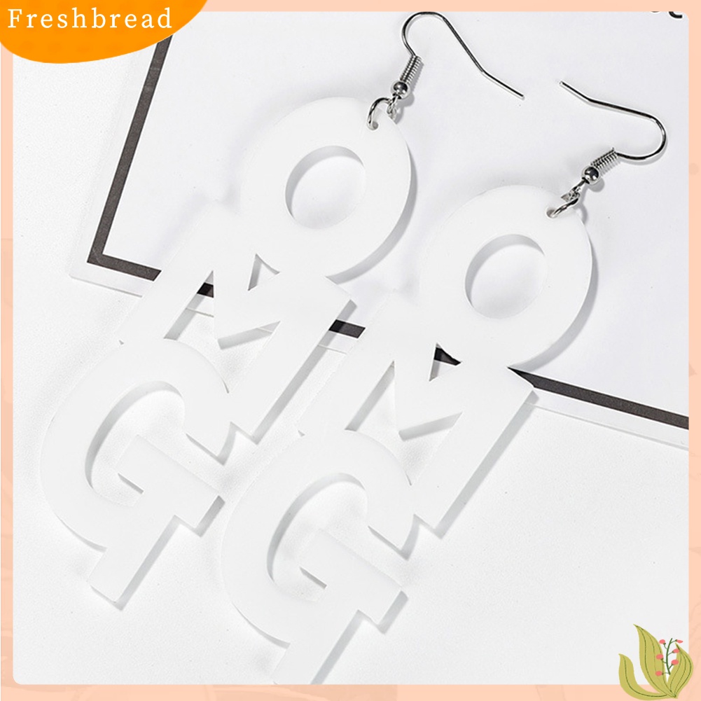 Fresh| Anting Kait Gantung Statement Bahan Akrilik Desain Tulisan OMG Gaya Hip Hop Untuk Wanita