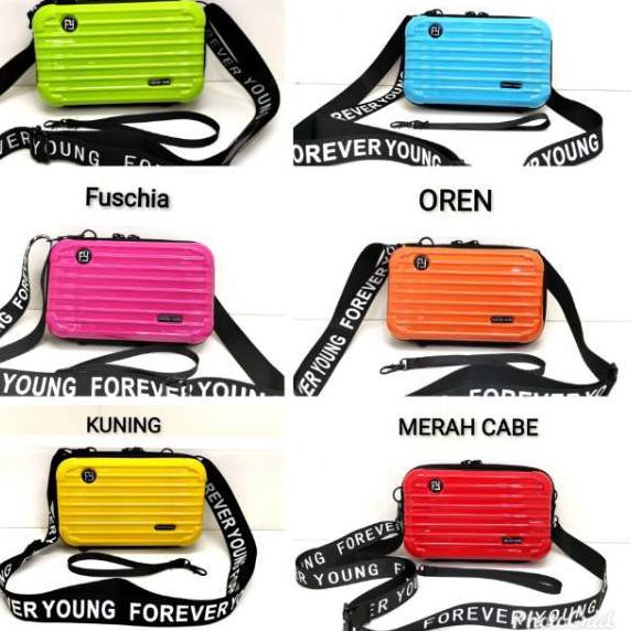 [❈625] Tas selempang koper mini sepeda lipat Hard Case Forever Young/Forever Love SALUR LURUS