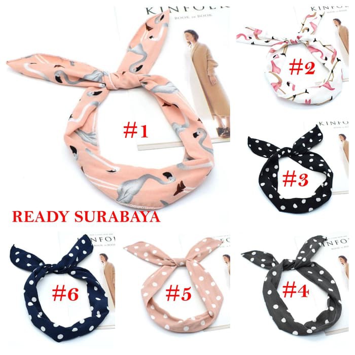 BANDANA SILANG KOREA  KELINCI  HAIRBAND FULL KAWAT MOTIF 