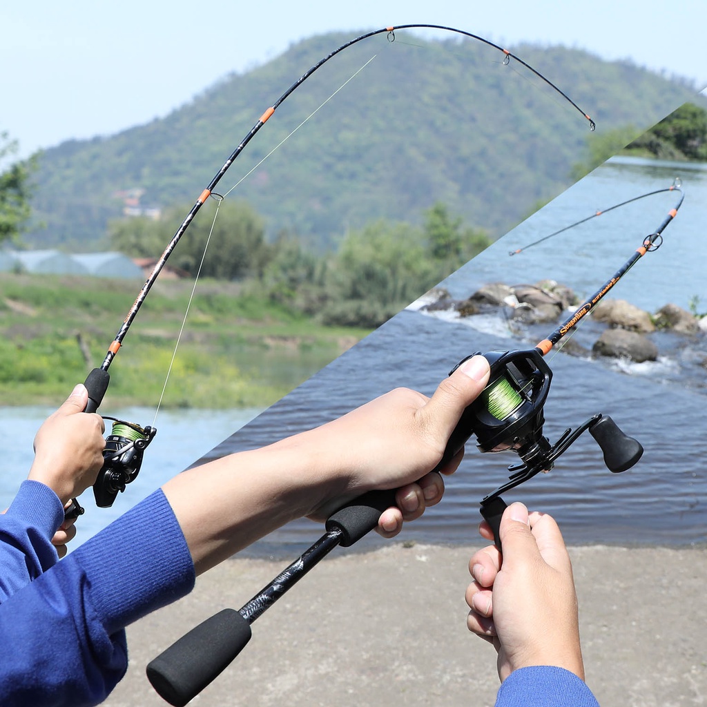 2 Bagian Spinning Fishing Rod / Casting Fishing Rod Dengan Carbon Rod Body Dan EVA Handle Untuk Freasher water (1.5m)