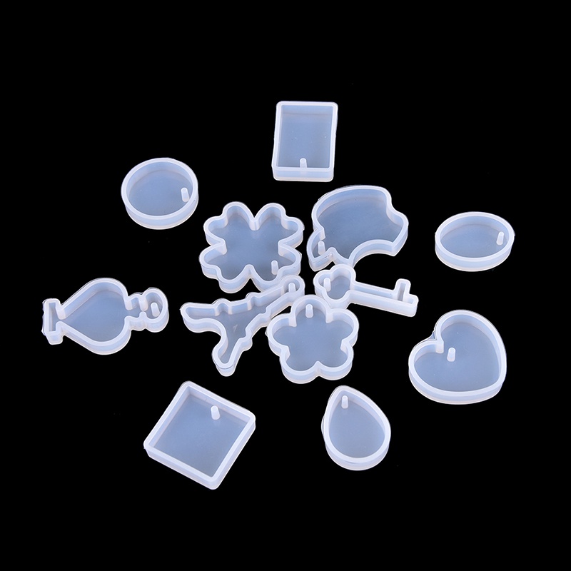 12pcs / set Cetakan Resin Bentuk Kunci Waterdrop Bahan Silikon Untuk Membuat Perhiasan