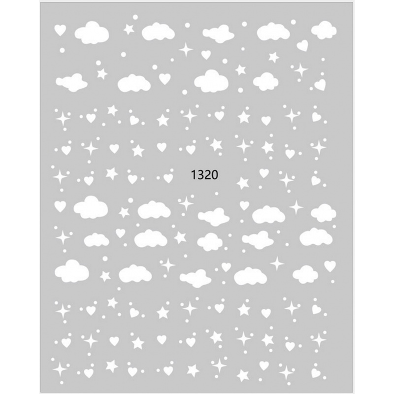 Stiker Kuku 3D Motif Awan Bintang Dengan Perekat Untuk Nail Art