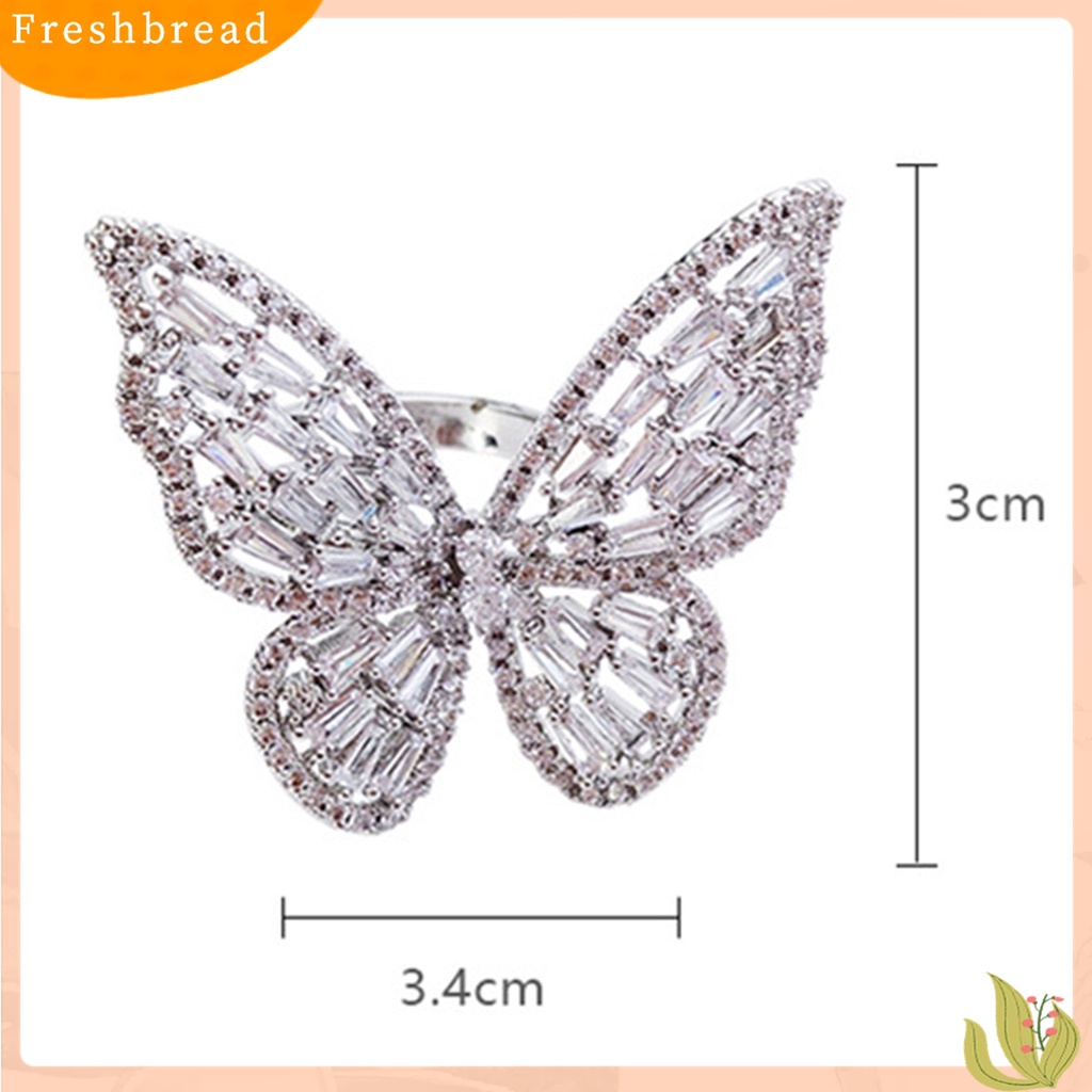 Terlaris Women Fashion Cubic Zirconia Inlaid Butterfly Finger Ring Party Jewelry Gift