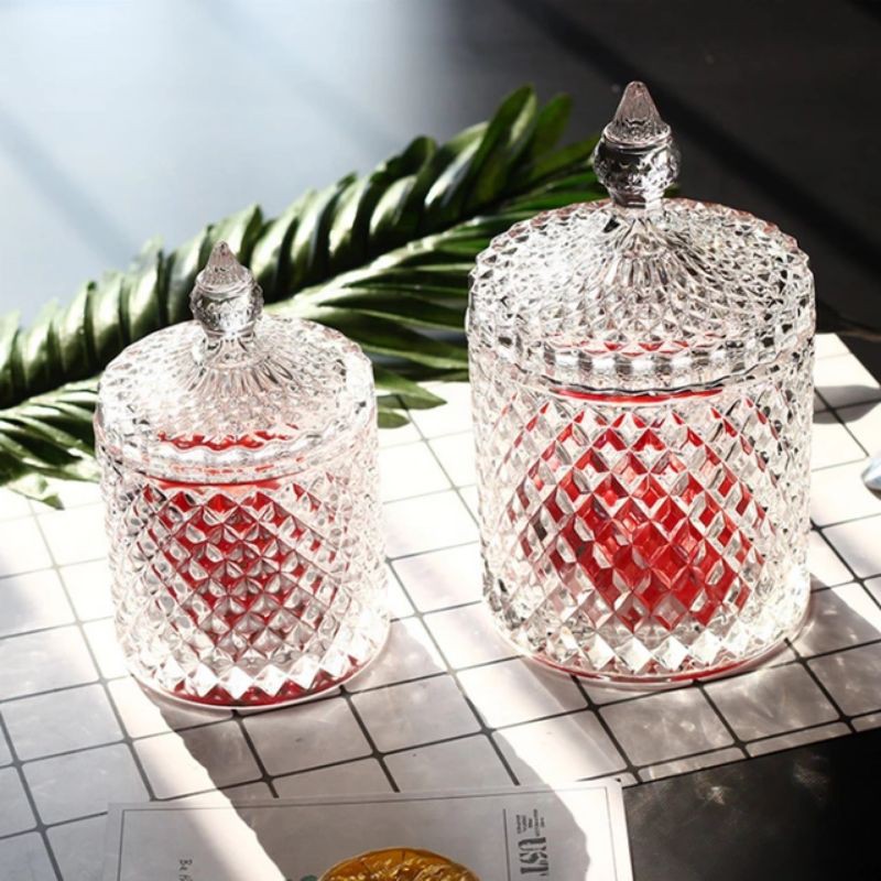 Crystal Glass SLIM 250 ml  Glass Candle and Sugar Jar Wadah Kaca Kristal Lilin Permen Aromatic