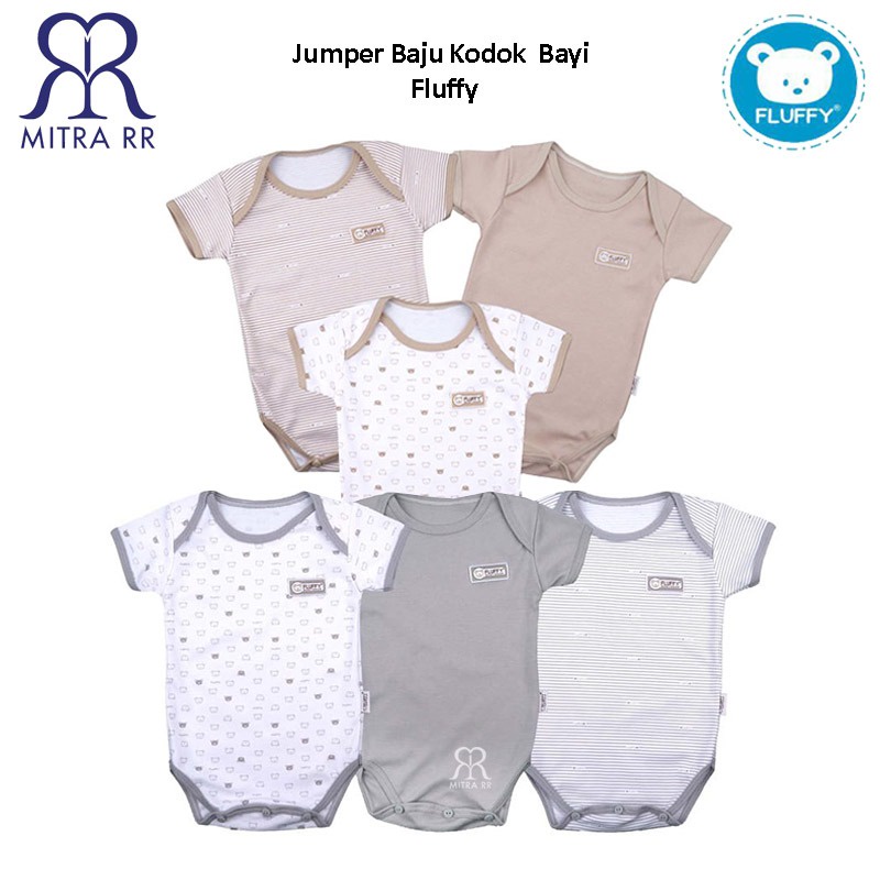 Jumper Bayi Fluffy Lengan Pendek Baju Kodok Bayi Segitiga S M L/ 3 – 12 Bulan