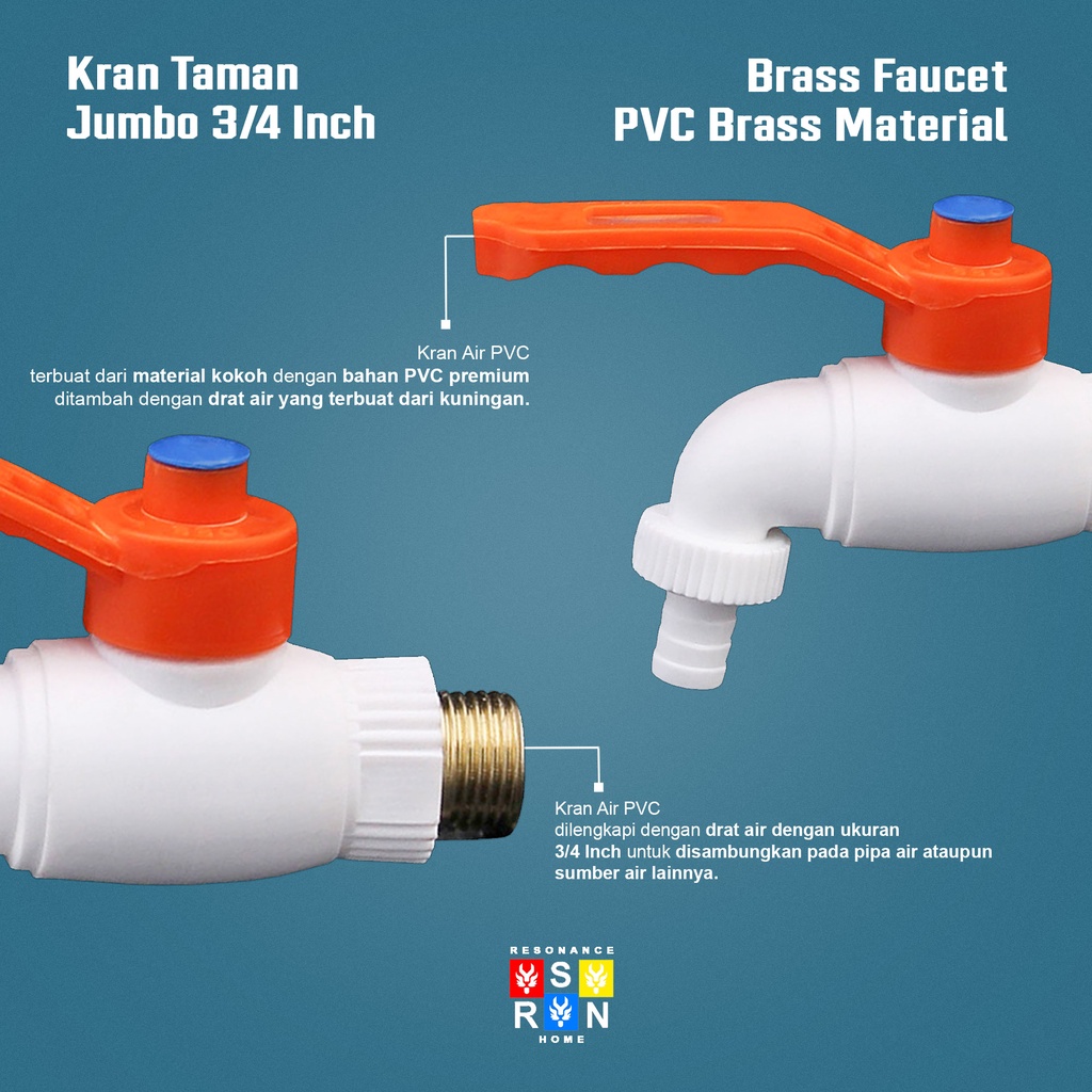 Kran Taman Jumbo Drat Kuningan 3/4 Inci Resonance Home