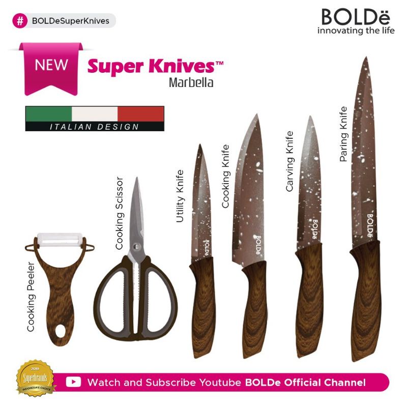 Pisau Set Bolde / BOLDe Super Knives Marbella Pisau set isi 6