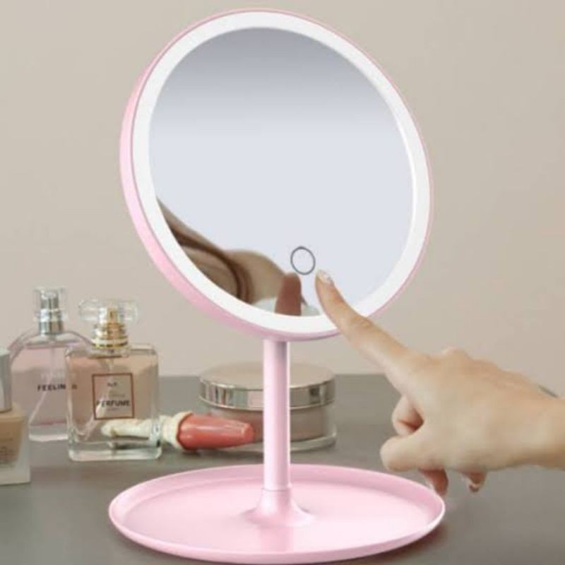 LED Cermin Make Up Bulat Dan Kotak Dengan Lampu LED / Make Up LED Standing Mirror