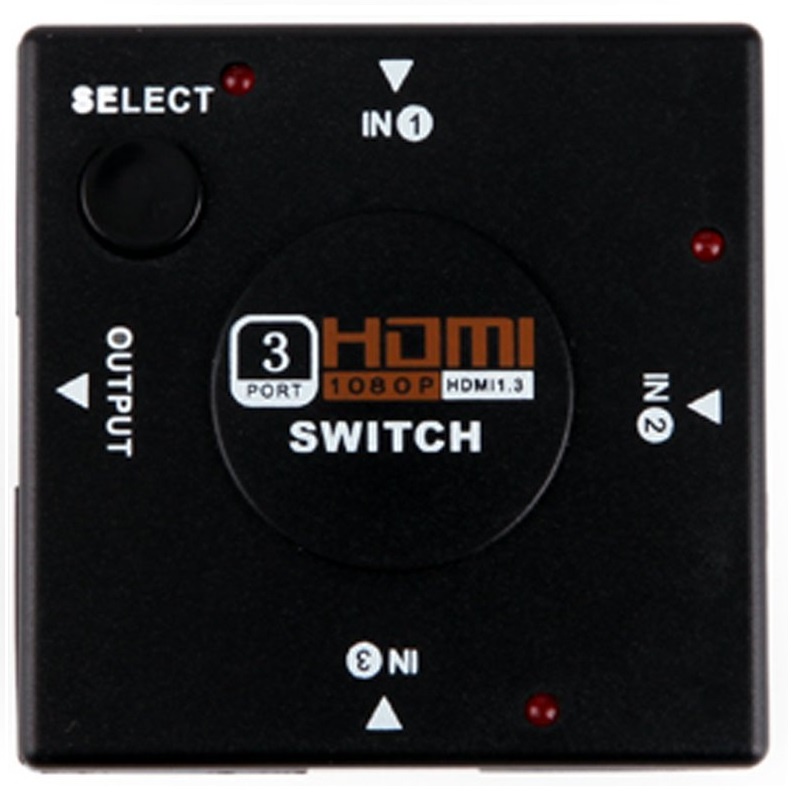 HDMI Switcher 3 Port Full HD 1080P - 8075 - Black