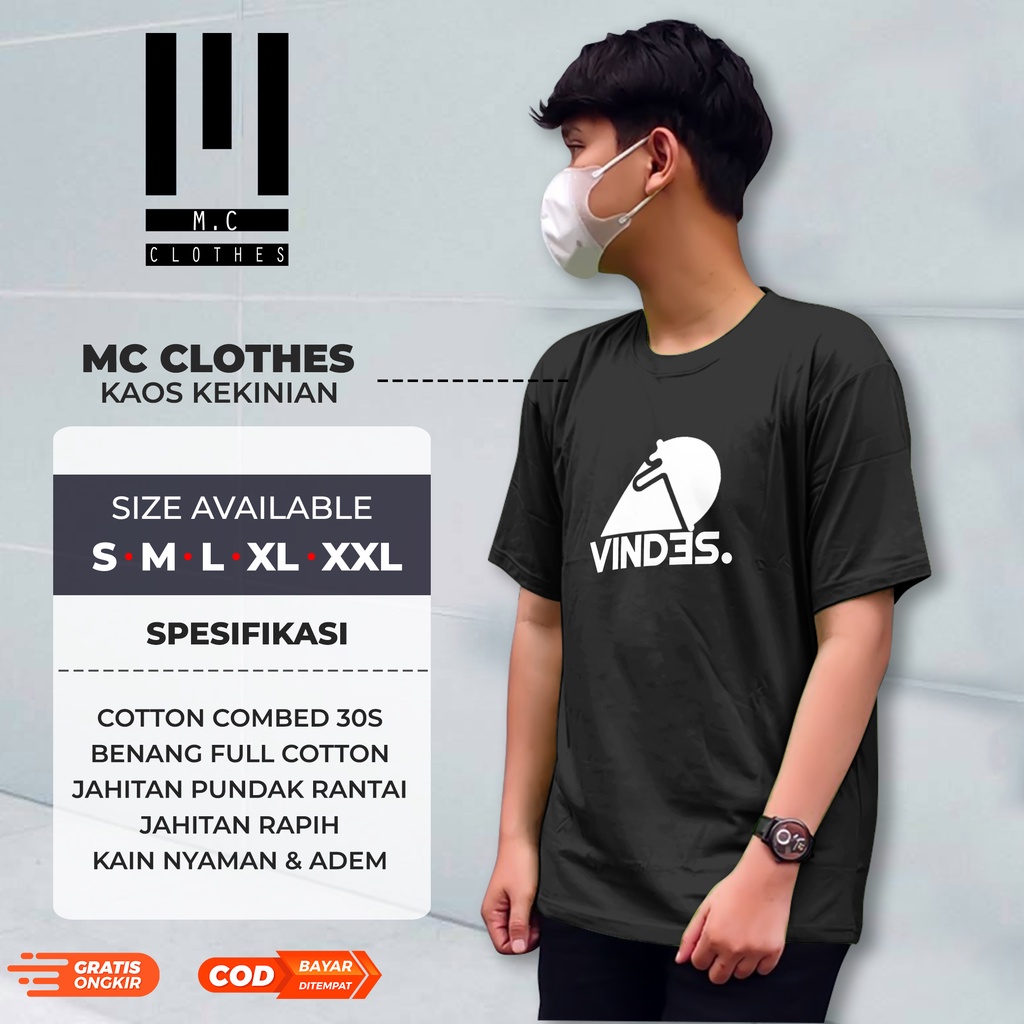 Baju kaos distro LOGO VINDES VINCENT DESTA model unisex / universal