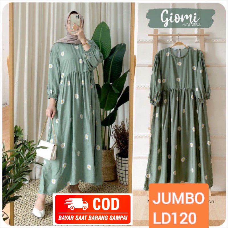 Midi dress/ midi dress rayon/ midi dress jumbo/ Dress Korean style / midi dress muslim / Dress muslimah / midi dress ld 120cm / dress jumbo/ midi dres/ dress rayon