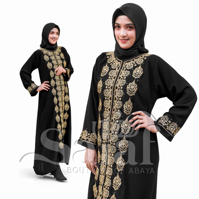 TERBARU Gamis Abaya Hitam Daily Bordir Premium Motif Nainara